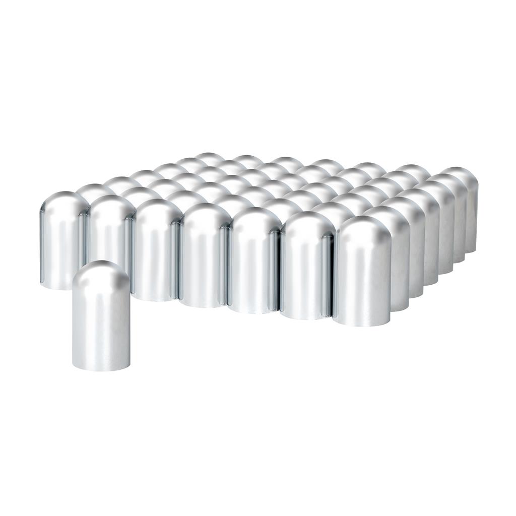 33 mm x 3 3/4 Inch Dome Lug Nut Covers as Thread-On in Chrome