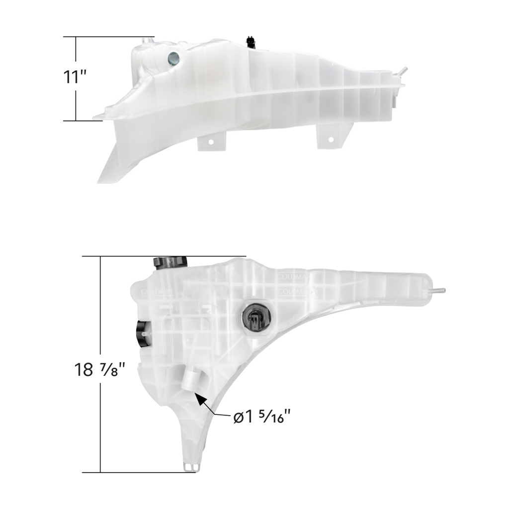 Exterior Pressurized Coolant Reservoir and Level Sensor for Freightliner Cascadia, Century