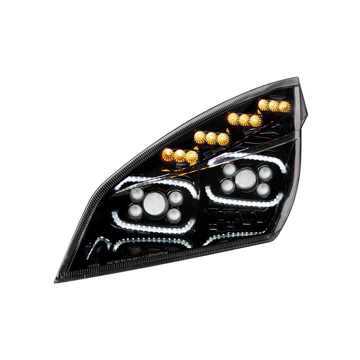 Headlights 10 LED Projector Headlight w/ LED Sequential Turn/DRL f