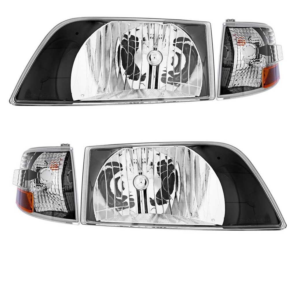 Headlights Black Bezel Headlight Assembly w/ Turn Signal f/ 19962003