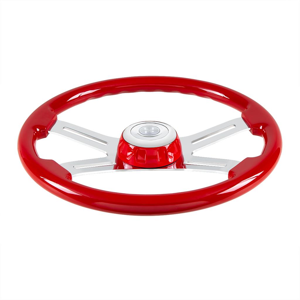 18 Inch Spoke Steering Wheel with Matching Horn Bezel in Indigo Red