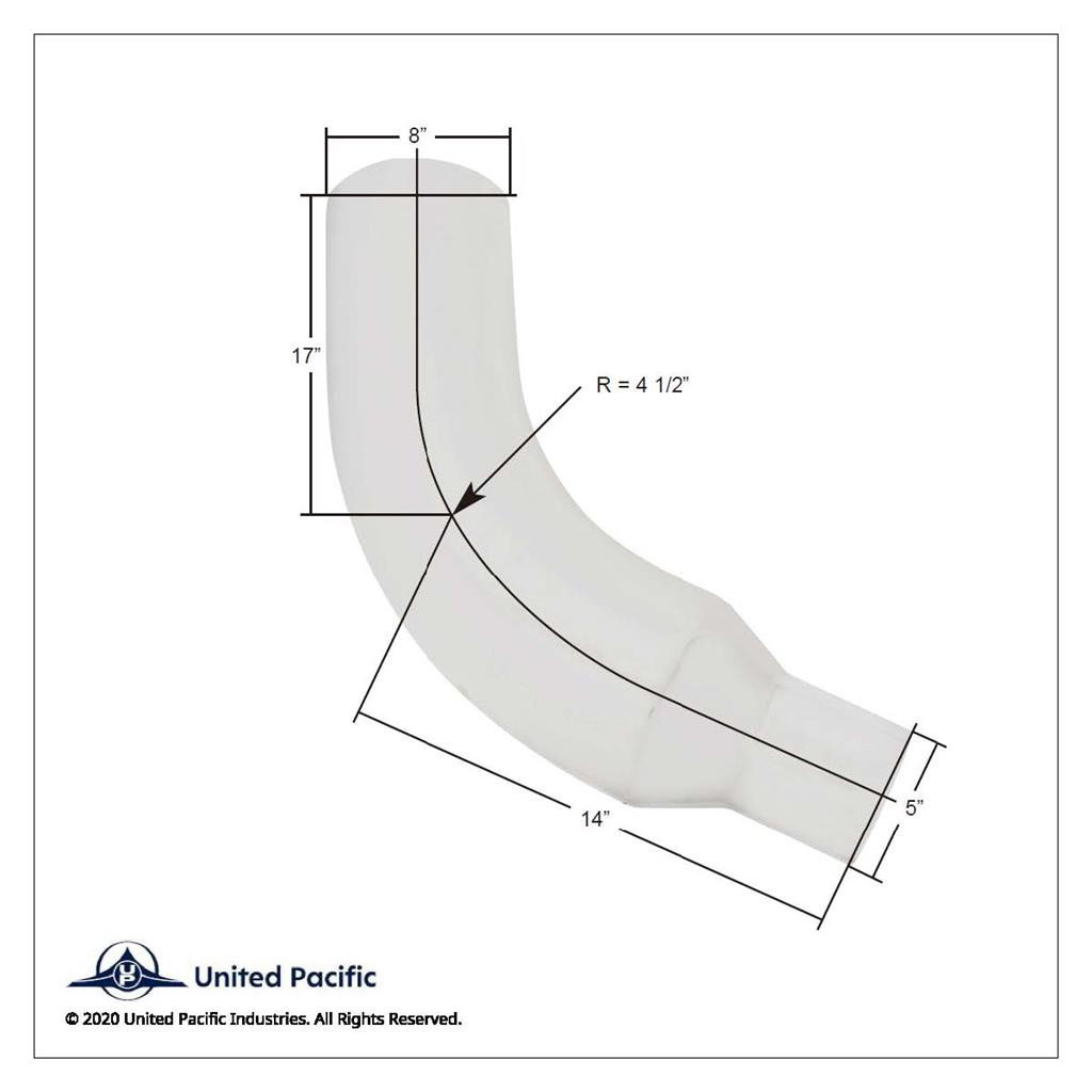 Exhaust Elbows Peterbilt 379 Chrome 58 Degree Exhaust Elbow Reduce 8