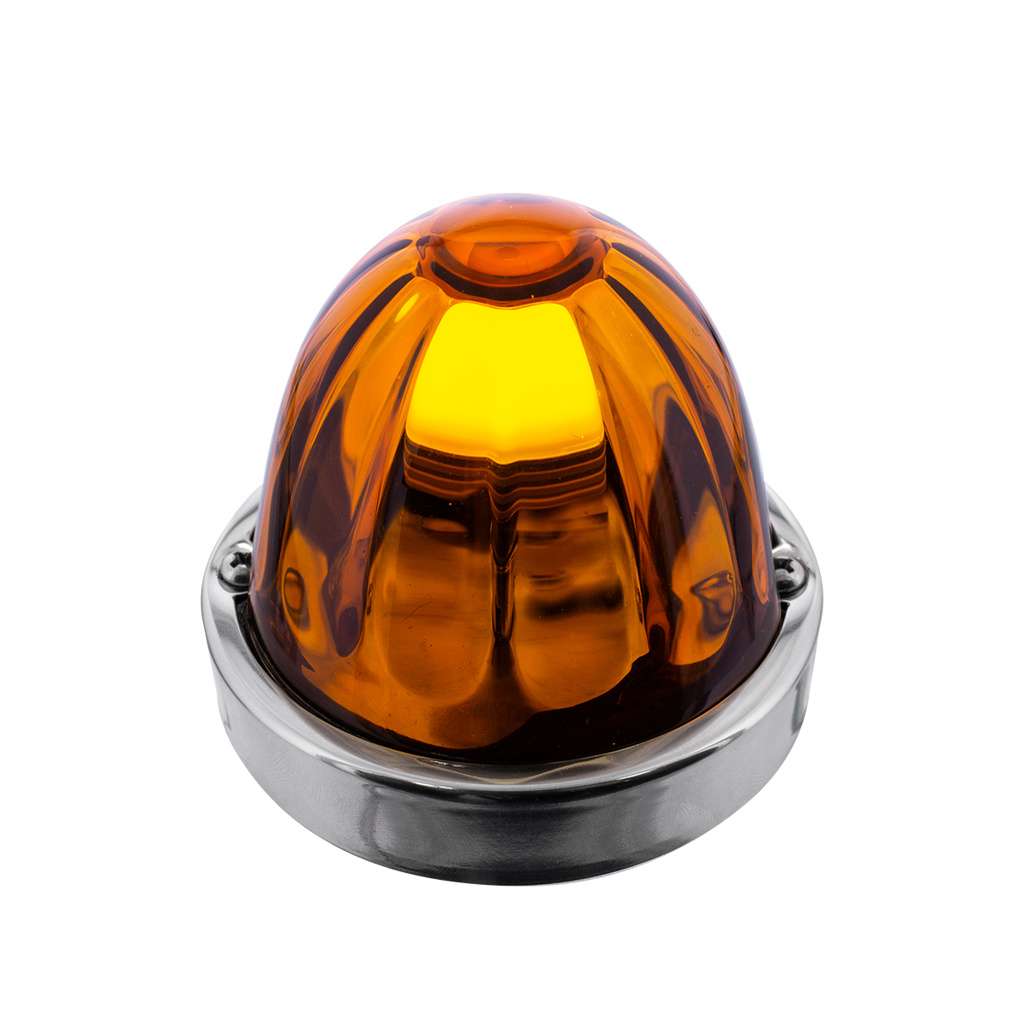 Dual Function LED Glass Watermelon Flush Mount Kit in Amber