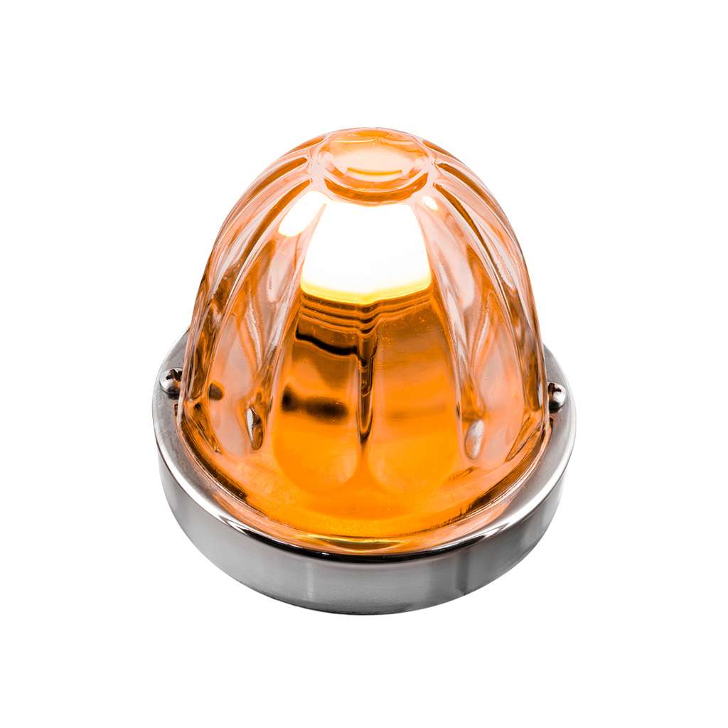 Dual Function Amber LED Glass Watermelon Flush Mount Kit with Clear Lens