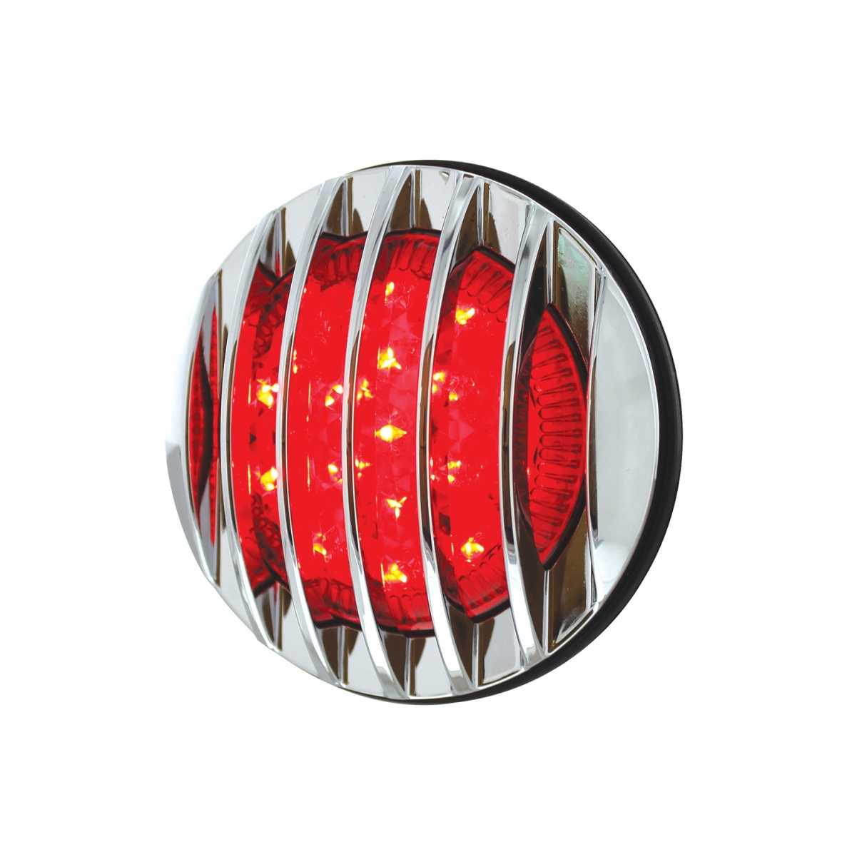 Turning Lights 17 LED Chrome Grill Tail Light Assembly w/ Flush Mount Bezel Red LED/Red Lens