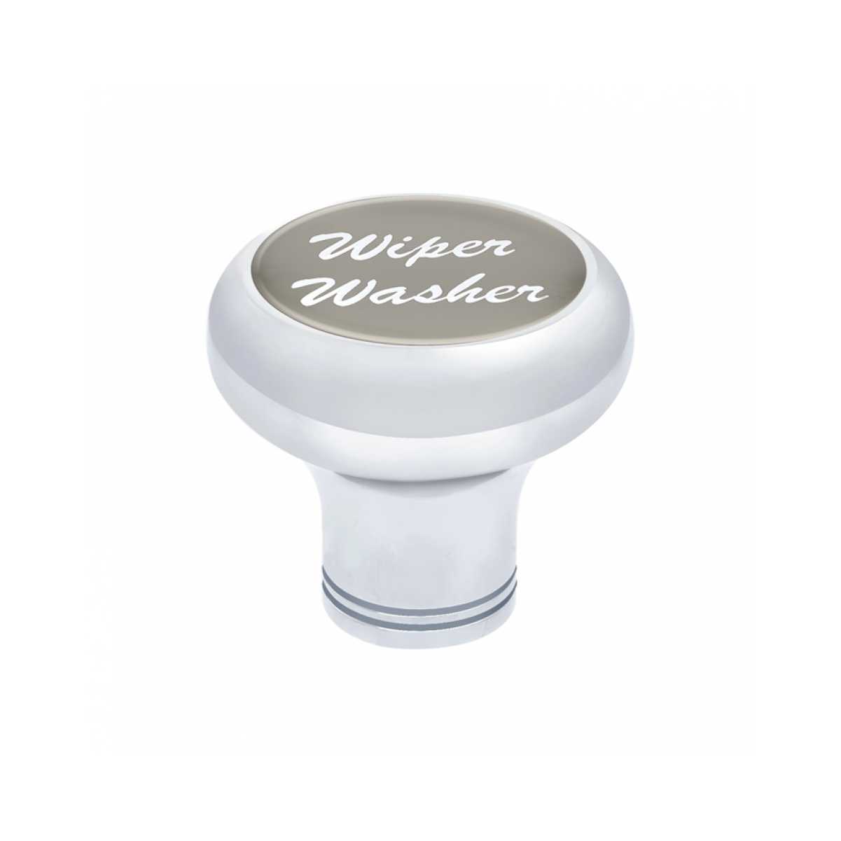 Dash Knobs & Screws Small Deluxe Dash Knob w/ Wiper/Washer Silver Glossy Sticker