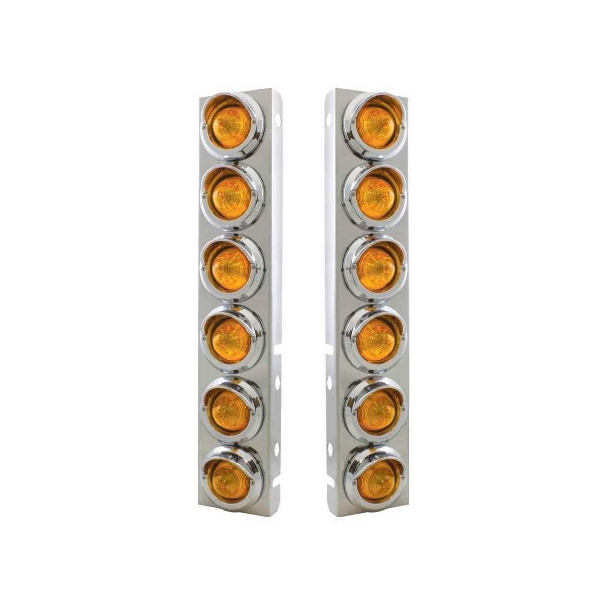 Peterbilt Air Cleaner Bracket w/ Beehive Lights & Visors - Amber LED/Amber Lens