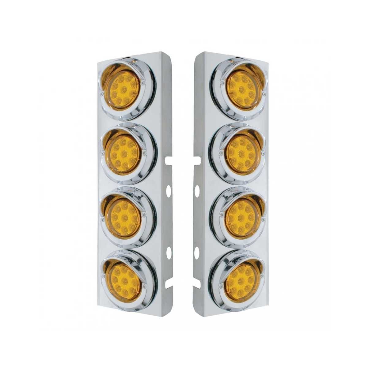 Peterbilt Air Cleaner Bracket w/ 9 LED Lights & Visors - Amber LED/Amber Lens