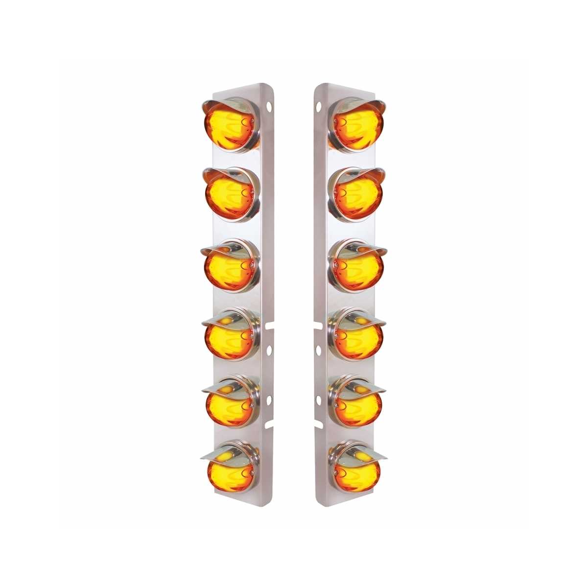 Peterbilt Air Cleaner Bracket w/ Lights & Visors - Amber LED/Amber Lens