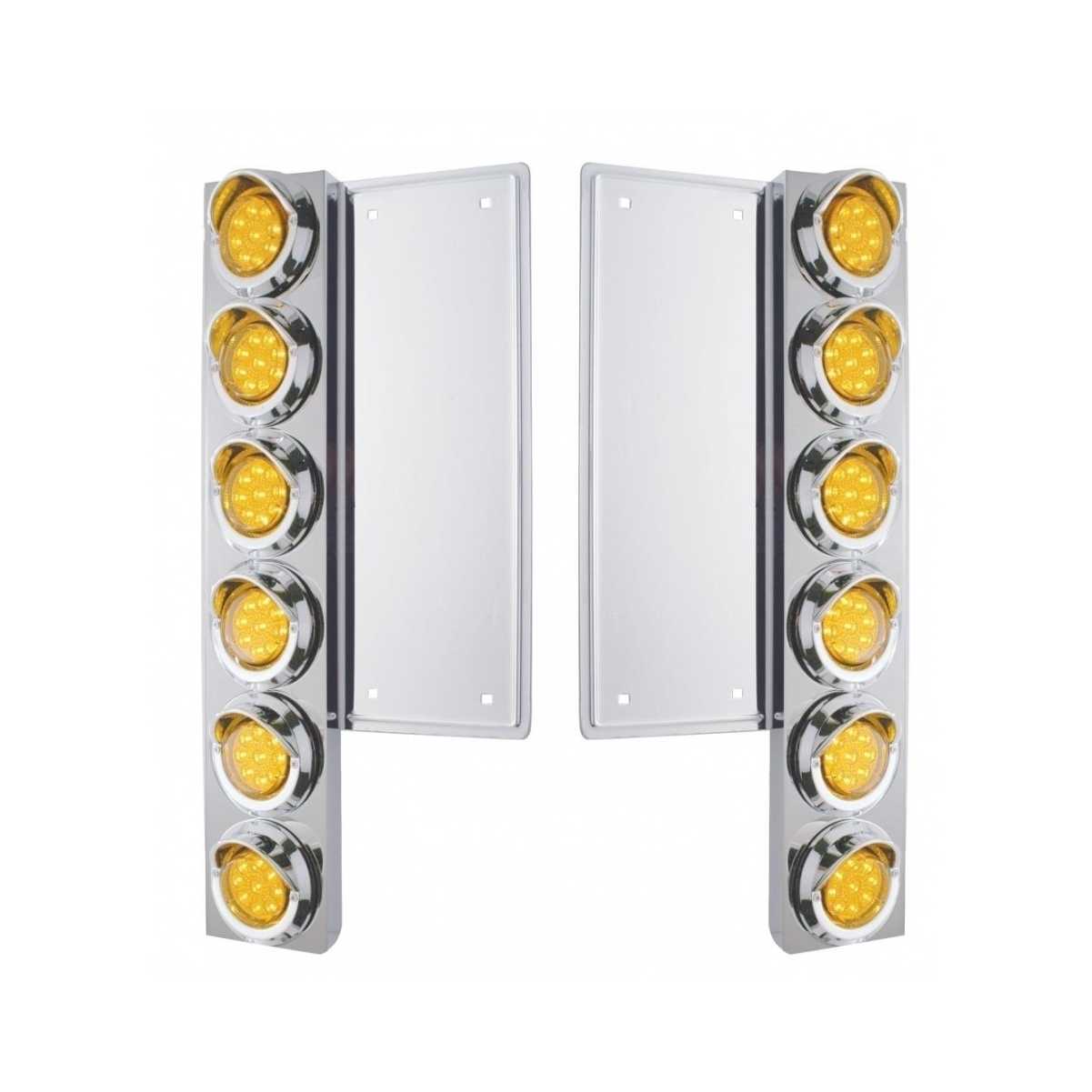 Freightliner Air Cleaner Bracket w/ LED Lights & Visors - Amber LED/Amber Lens