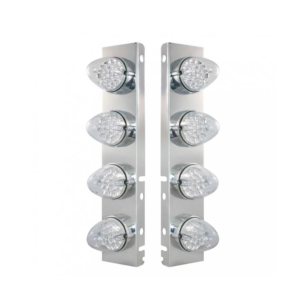 Peterbilt Air Cleaner Bracket w/ LED Lights & Bezels - Amber LED/Clear Lens