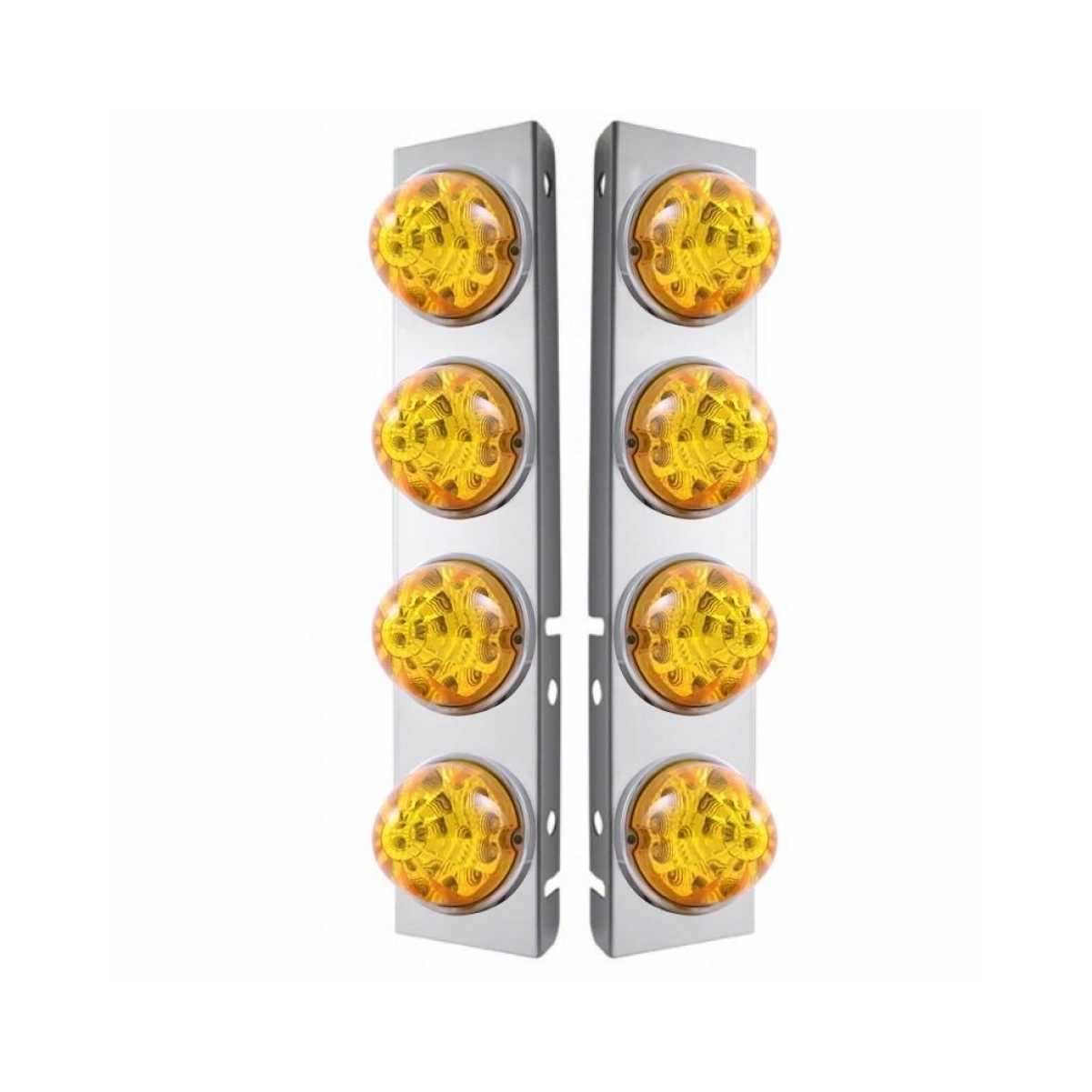 Dreamdragon 2PCS 17 LED KEF16 Dual Revolution Amber Red Turn Signal & Marker To Green Auxiliary Watermelon Lights Chrome Pedestal Fender Lights Clear Lens - View #12