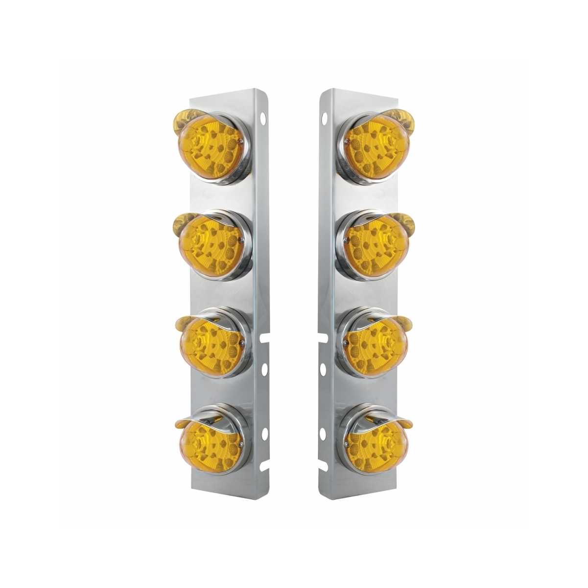 Peterbilt Air Cleaner Bracket w/ Eight 17 LED Lights - Amber LED/Amber Lens