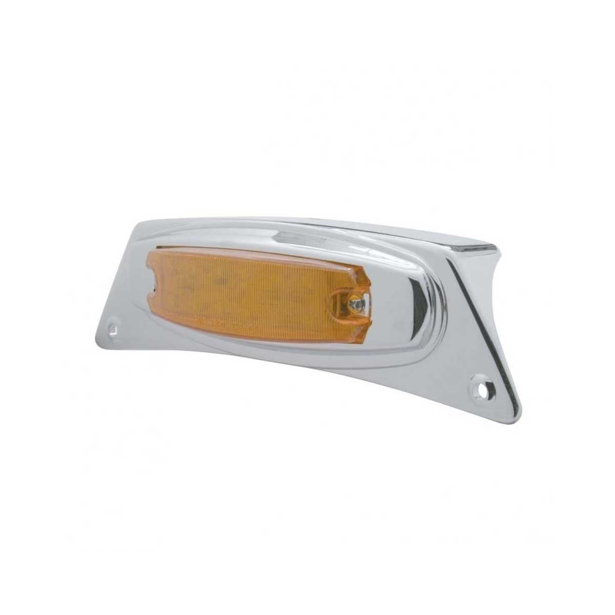 Chrome Fender Light Bracket with 12 Amber LED Light - Amber Lens