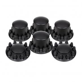Dome Axle Cover Combo Kit with 33 mm Standard Thread-On Nut Covers and Nut Cover Tool in Matte Black