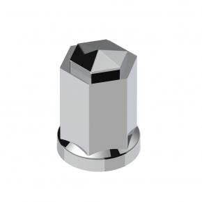 33 mm x 3 Inch Chrome Hexagon Style Lug Nut Cover with Thread-On in Packs of 10