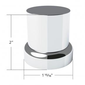 33 mm x 2 Inch Chrome Plastic Flat Top Nut Cover with Flange - Push-On