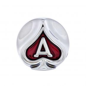 Ace Of Spades Air Valve Knob with Red Inlay in Chrome