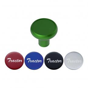 Deluxe Aluminum Screw-On Air Valve Knob with Multi-Color Glossy Tractor Sticker - Emerald Green