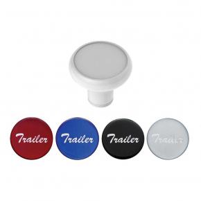 Deluxe Aluminum Screw-On Air Valve Knob with Multi-Color Glossy Trailer Sticker - Pearl White