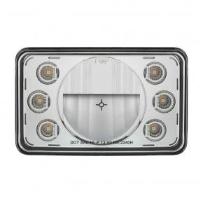 ULTRALIT - 4 Inch x 6 Inch LED Headlight with 6 Amber LED Dual Function Position Lights for High Beam