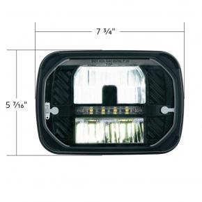 5 Inch x 7 Inch Heated High-Power LED Headlight with White Position Light