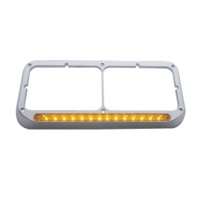Dual Chrome Headlight Bezel with 14 Amber LEDs and Amber Lens