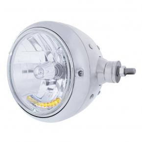 Guide 682-C Headlight with Crystal Lens and 10 Amber LED Position Light as Horizontal Mount in 304 Stainless Steel for Passenger Side