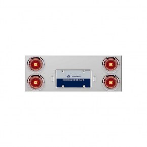 Rear Center Panel with 13 Red LED Abyss Lights and Visors - Red Lens - Stainless Steel