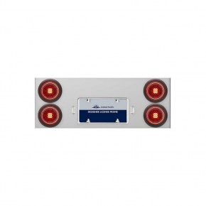 Rear Center Panel with 13 Red LED Abyss Lights and Grommets - Red Lens - Stainless Steel