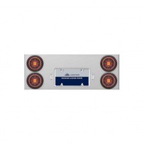 Rear Center Panel with 13 Red LED Abyss Lights and Grommets - Clear Lens - Stainless Steel