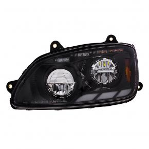 LED Headlight with Triple Position Light Bars for 2008-2017 Kenworth T660 in Blackout Style - Driver Side