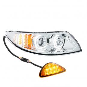 LED Projector Headlight with Turn Signal for International Trucks in Chrome for Passenger Side