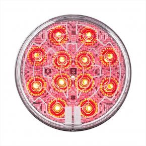 12 Red LED 4 Inch Round Stop, Turn, and Taillight with Heated Clear Lens