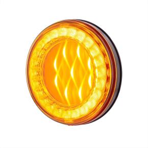 33 Amber LED 4 Inch X Round Lumos Turn Signal Light with Amber Lens