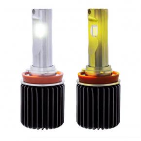 Triple Color High Power H11 LED Bulbs - White/Yellow - Set of 2