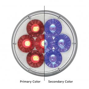 14 Red and Blue LED 4 Inch Double Fury Dual Color Stop, Turn and Tail Signal Light with Clear Lens