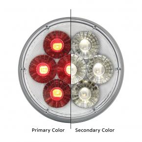 14 Red and White LED 4 Inch Double Fury Dual Color Stop, Turn and Tail Signal Light with Clear Lens