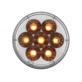 14 Amber and White LED 4 Inch Double Fury Dual Color Stop, Turn and Tail Signal Light with Clear Lens