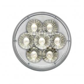 14 Amber and White LED 4 Inch Double Fury Dual Color Stop, Turn and Tail Signal Light with Clear Lens