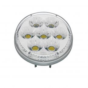 14 Amber and White LED 4 Inch Double Fury Dual Color Stop, Turn and Tail Signal Light with Clear Lens