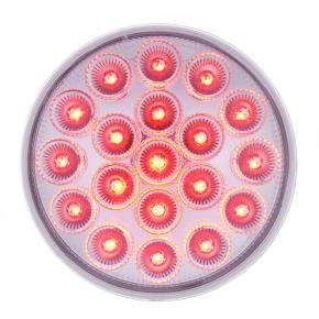 19 Red and Amber LED Round Double Fury Stop, Turn, Taillight with Warning Light and Clear Lens