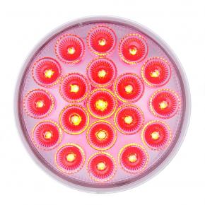 19 Red and Amber LED Round Double Fury Stop, Turn, Taillight with Warning Light and Clear Lens