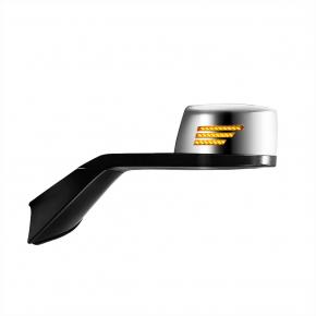 Heated Hood Mirror with Sequential LED Turn Signal for Volvo VNL in Chrome for Driver Side