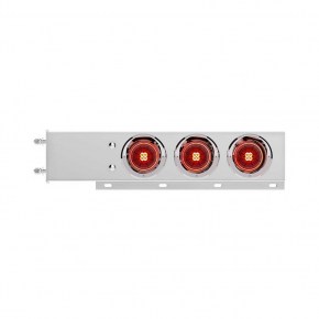 Spring Loaded Bar with 6 Red LED Abyss Lights and Visors - 3-3/4 Inch Bolt Pattern - Red Lens - Stainless Steel