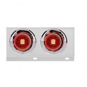 Spring Loaded Bar with 6 Red LED Abyss Lights and Visors - 3-3/4 Inch Bolt Pattern - Red Lens - Stainless Steel