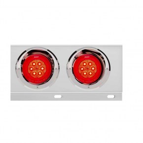 Spring Loaded Bar with 6 Red LED Turbine Lights and Visors - 3-3/4 Inch Bolt Pattern - Red Lens - Stainless Steel
