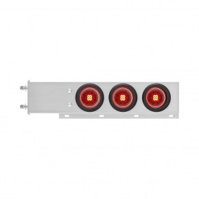 Spring Loaded Bar with 6 Red LED Abyss Lights and Grommets - 3-3/4 Inch Bolt Pattern - Red Lens - Stainless Steel