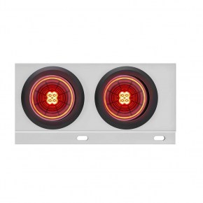 Spring Loaded Bar with 6 Red LED Abyss Lights and Grommets - 3-3/4 Inch Bolt Pattern - Red Lens - Stainless Steel