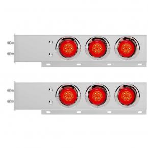 Spring Loaded Bar with 16 Red LED Turbine Lights and Visors - 2-1/2 Inch Bolt Pattern - Red Lens - Stainless Steel